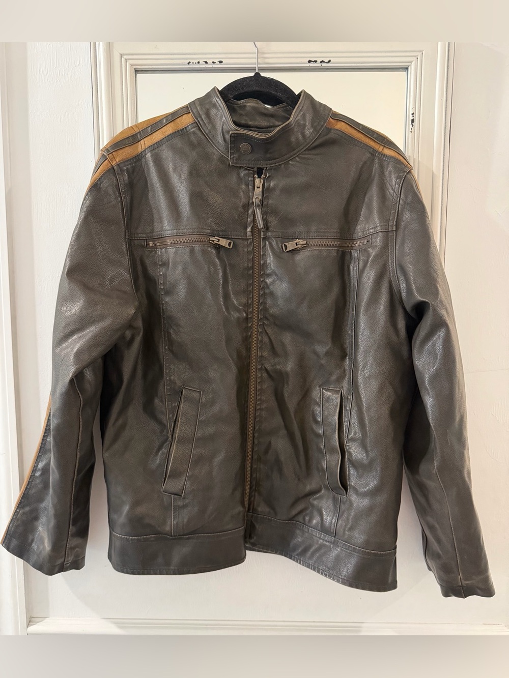 Vintage Arizona Jean Company Faux Leather Moto Racing Jacket